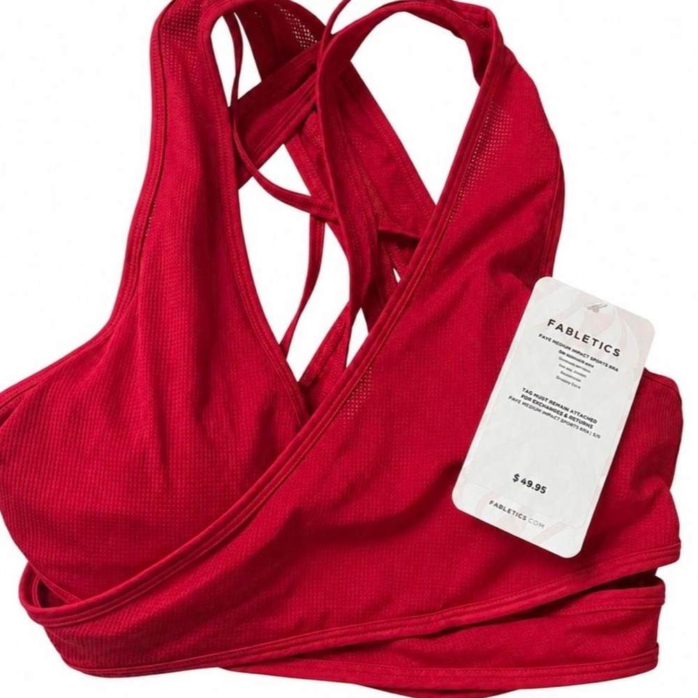 Fabletics Faye Red Strappy Sports Bra ❤️ Size S/6 NWT